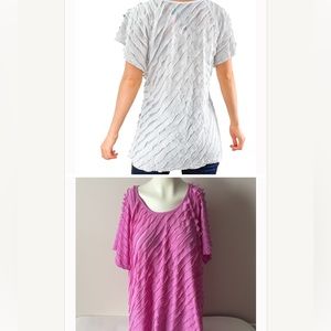 Brittany Black Pink Layered Stretch Mesh KnitTunic